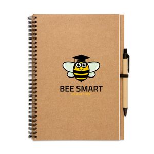 BLOQUERO PLUS Eco-Friendly Recycled Notebook with Pen Set - GiftRetail KC7013