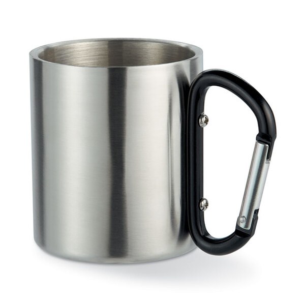 TRUMBO Becher aus Edelstahl mit Karabinerhaken als Henkel - GiftRetail MO8313