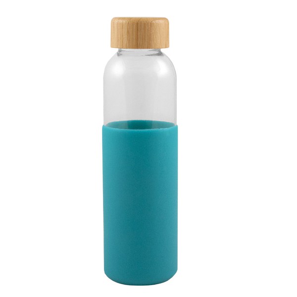Goya 50019 - Glasflasche 500ml mit Bambusdeckel & Silikonhülle GIN