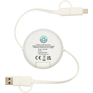 Chechia 100cm 5-in-1 Kabel aus recyceltem Kunststoff, einziehbar, für Datenübertragung und 45W Schnellladung mit Bambusdetails - EgotierPro 124419
