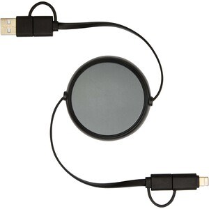 Alasia 5-in-1 100 cm recycled plastic and aluminium retractable data sync and 45W fast charge cable - EgotierPro 124420