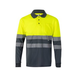 Velilla 36067 - Zweifarbiges Poloshirt im Bird-Eye-Design (160g/m²) mit langen Ärmeln, aus Polyester (100%)
