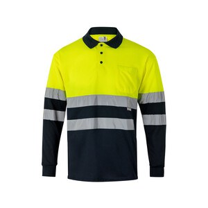 Velilla 36069 - Zweifarbiges Poloshirt im Bird-Eye-Design (160g/m²) mit langen Ärmeln, aus Polyester (100%)
