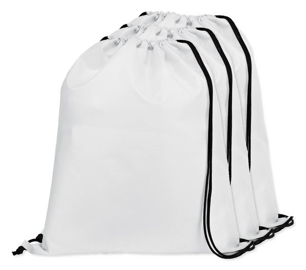 Pack mit 3 Egotier 92910 - 210D Rucksacktasche mit schwarzen Zugbändern