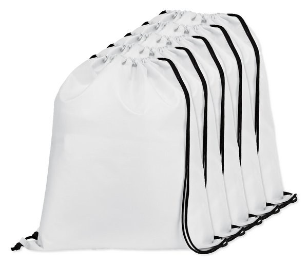 Pack mit 5 Egotier 92910 - 210D Rucksacktasche mit schwarzen Zugbändern