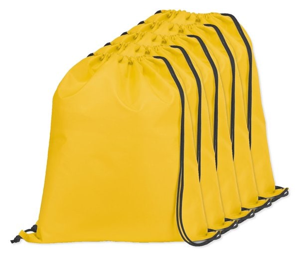 Pack mit 5 Egotier 92910 - 210D Rucksacktasche mit schwarzen Zugbändern