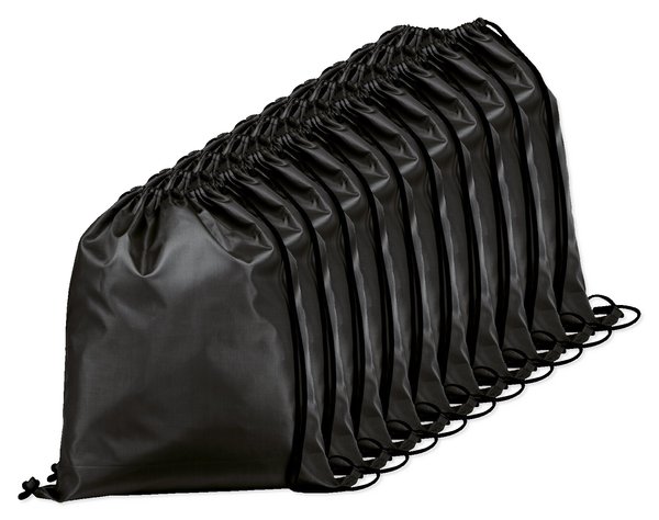 Pack mit 10 Egotier 92910 - 210D Rucksacktasche mit schwarzen Zugbändern