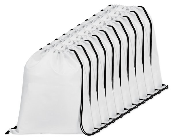 Pack mit 10 Egotier 92910 - 210D Rucksacktasche mit schwarzen Zugbändern