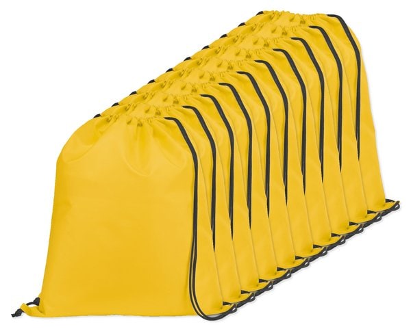 Pack mit 10 Egotier 92910 - 210D Rucksacktasche mit schwarzen Zugbändern