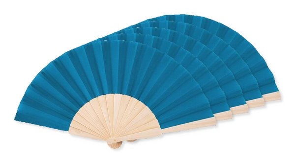 Pack mit 5 GiftRetail MO9532 - FANNY WOOD Eleganter Holz Handfächer mit Stoffbespannung