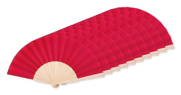 Pack of 10 GiftRetail MO9532 - FANNY WOOD Elegant Wooden Hand Fan with Polyester Fabric