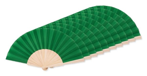 Pack of 10 GiftRetail MO9532 - FANNY WOOD Elegant Wooden Hand Fan with Polyester Fabric