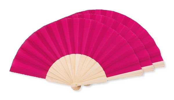 Pack mit 30 GiftRetail MO9532 - FANNY WOOD Eleganter Holz Handfächer mit Stoffbespannung