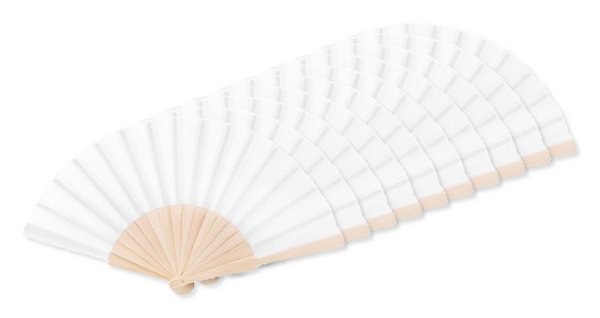 Pack mit 100 GiftRetail MO9532 - FANNY WOOD Eleganter Holz Handfächer mit Stoffbespannung