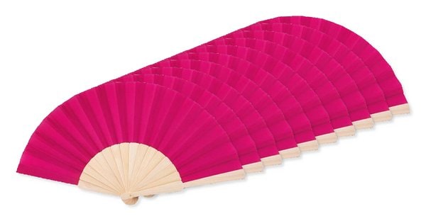 Pack mit 100 GiftRetail MO9532 - FANNY WOOD Eleganter Holz Handfächer mit Stoffbespannung