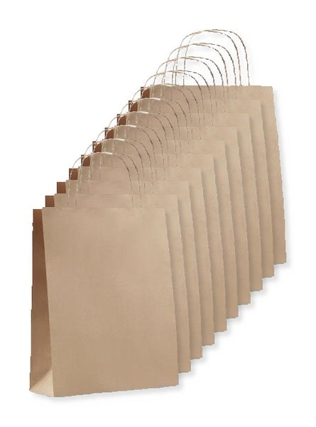 Pack of 100 GiftRetail MO6172 - PAPER TONE S Eco-Friendly Small Kraft Paper Gift Bags with Handles