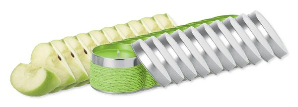 Pack mit 100 GiftRetail IT2873 - DELICIOUS Kerze mit Apfelduft