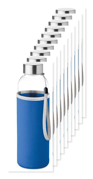 Pack mit 10 GiftRetail MO9358 - UTAH GLASS Umweltfreundliche 500ml Glasflasche mit Neoprenhülle