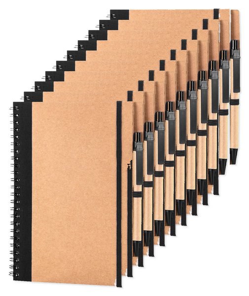 Pack mit 10 Goya 30108 - A5 Karton Ringbuch mit Stift und Gummiband RECIKLA