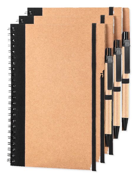 Pack mit 30 Goya 30108 - A5 Karton Ringbuch mit Stift und Gummiband RECIKLA