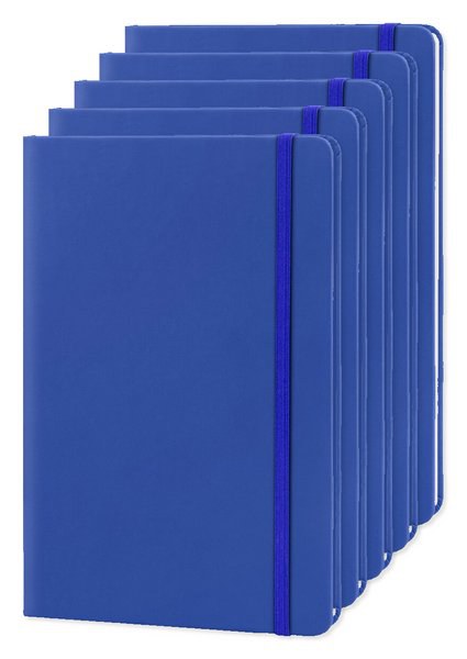 Pack mit 5 Goya 30083 - A5 Notizbuch PU-Cover, elastisches Band, 96 Seiten LUXE