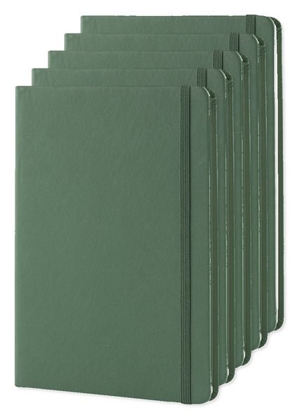 Pack mit 5 Goya 30083 - A5 Notizbuch PU-Cover, elastisches Band, 96 Seiten LUXE