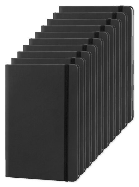 Pack mit 10 Goya 30083 - A5 Notizbuch PU-Cover, elastisches Band, 96 Seiten LUXE