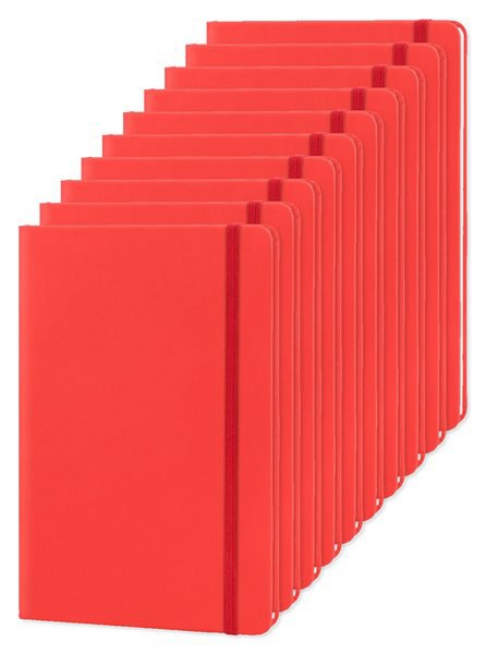 Pack mit 10 Goya 30083 - A5 Notizbuch PU-Cover, elastisches Band, 96 Seiten LUXE