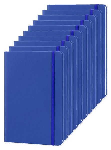 Pack mit 10 Goya 30083 - A5 Notizbuch PU-Cover, elastisches Band, 96 Seiten LUXE