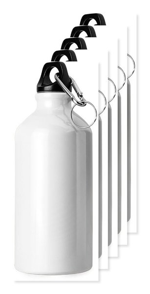 Pack mit 5 Goya 31028 - Aluminiumflasche 500ml, glänzend, Schraubverschluss, Karabiner