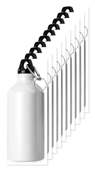 Pack mit 10 Goya 31028 - Aluminiumflasche 500ml, glänzend, Schraubverschluss, Karabiner