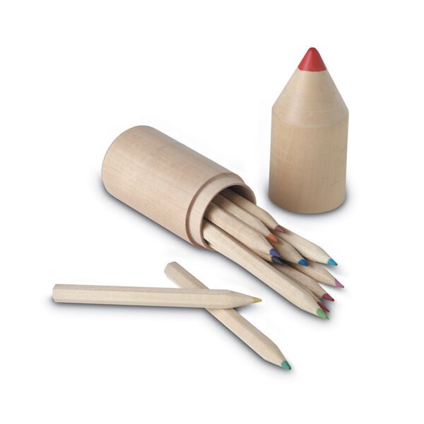 COLORET Holzbox mit 12 Stiften - GiftRetail IT2691