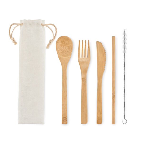 SETSTRAW Besteck-Set Bambus - GiftRetail MO6121