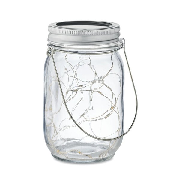 POT LAMP Solar Mason Jar Outdoor Lamp with 20 LED Lights - GiftRetail MO6341