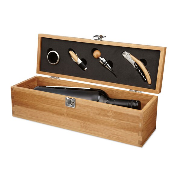 TARDOR Wein-Set in Bambus-Box - GiftRetail MO8293