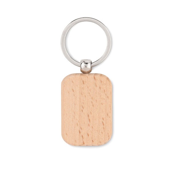 POTY WOOD Elegant Rectangular Wooden Key Ring Accessory - GiftRetail MO9774
