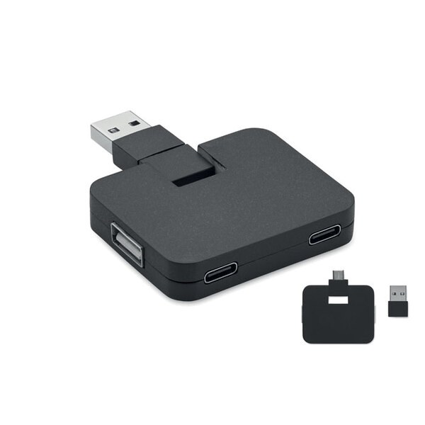 SQUARE-C 4 Port USB Hub - GiftRetail MO2254