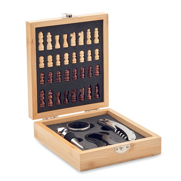 CHESSET Chess board wine set - GiftRetail MO2393