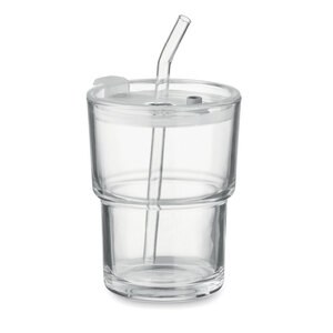 SIP Glasbecher mit Trinkhalm 400ml - GiftRetail MO2502