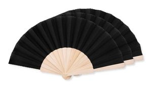 Pack mit 3 GiftRetail MO9532 - FANNY WOOD Eleganter Holz Handfächer mit Stoffbespannung