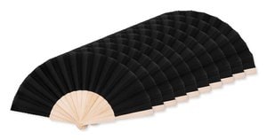 Pack mit 100 GiftRetail MO9532 - FANNY WOOD Eleganter Holz Handfächer mit Stoffbespannung