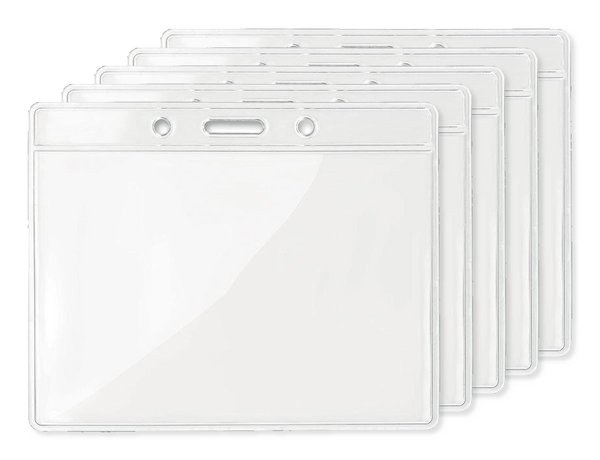 BADGY Clear Plastic Badge Holder 10cm x 8cm for ID Cards