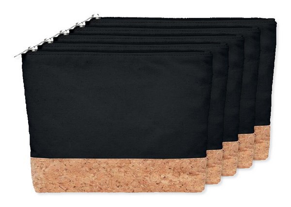 Pack of 5 GiftRetail MO9817 - PORTO BAG Eco-Friendly Cork & Cotton Cosmetic Travel Bag