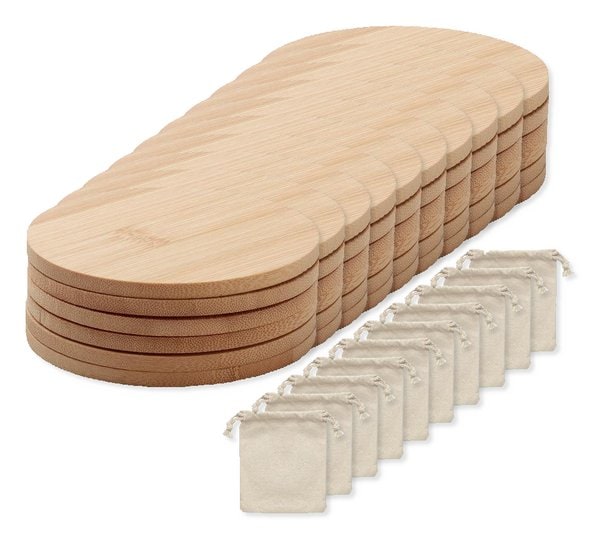 Pack mit 100 GiftRetail MO6601 - BAYIN SET Untersetzer-Set Bambus