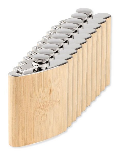 Pack mit 10 GiftRetail MO6356 - HIPHIP Flachmann Bambus 175ml