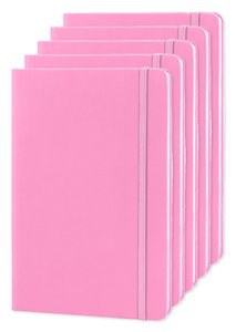 Pack mit 5 Goya 30083 - A5 Notizbuch PU-Cover, elastisches Band, 96 Seiten LUXE