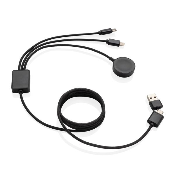 Terra RCS rPET 6-in-1 60W-Ladekabel mit Uhrenladegerät