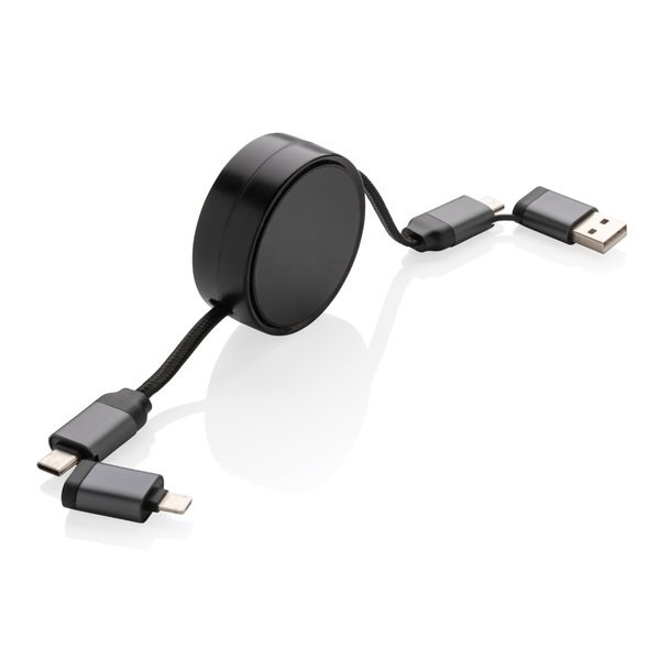 Terra RCS recycled aluminium retractable 6 in 1 60W cable