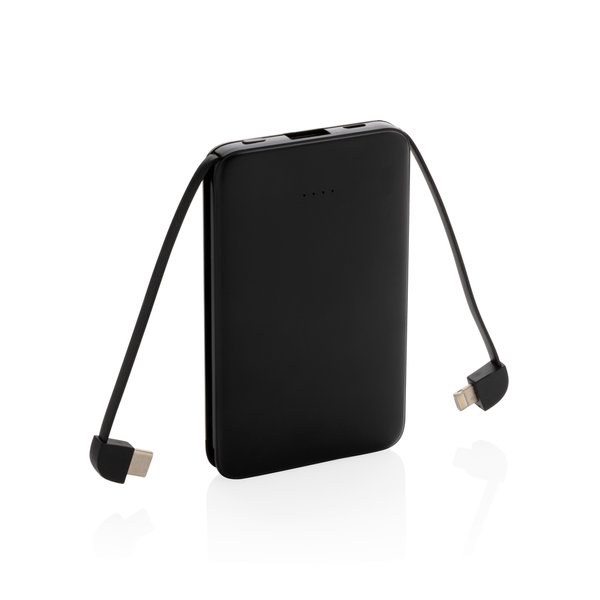 5.000 mAh Pocket-Powerbank mit integrierten Kabeln
