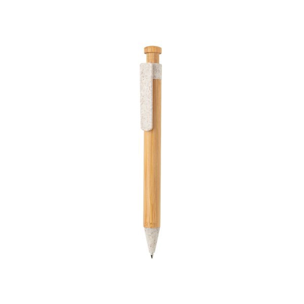 Bamboo pen with wheatstraw clip